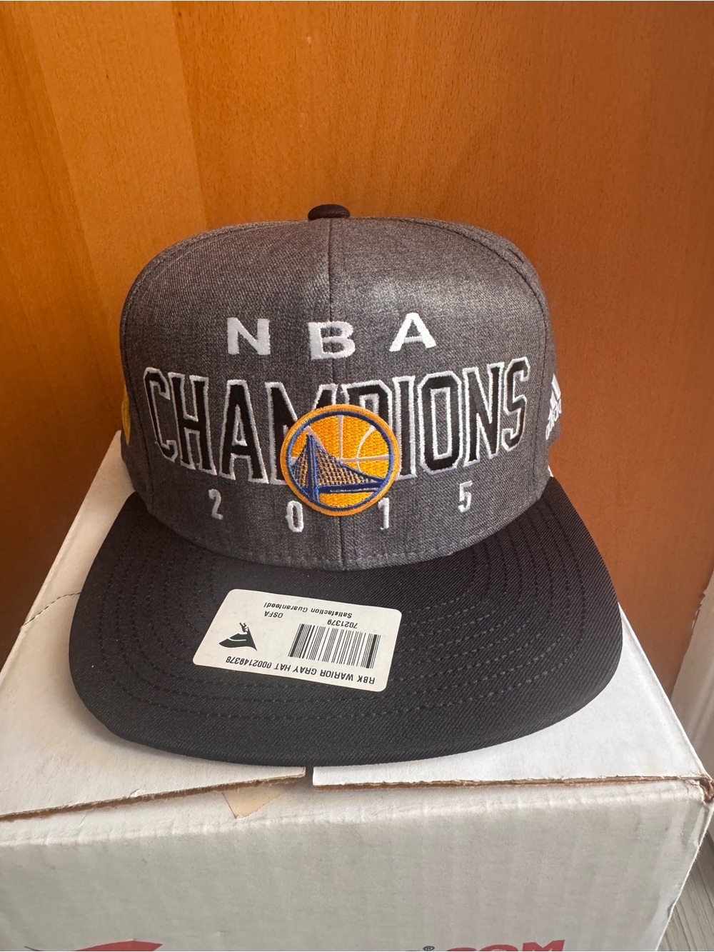 NBA Champions 2015 Gray and Black Snapback Hat - Golden State